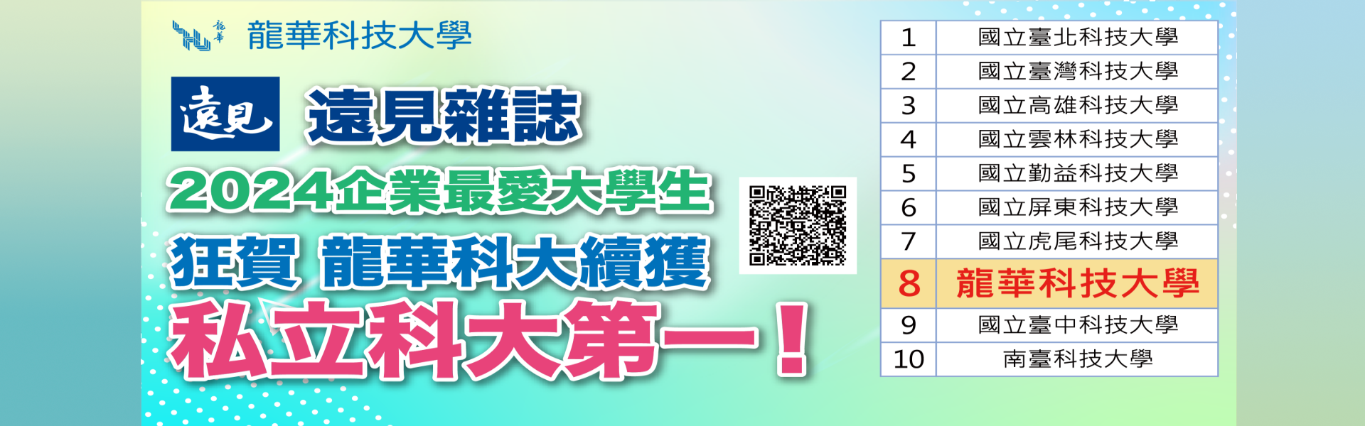 2024《遠見》企業最愛大學生 龍華科大蟬聯私立科大龍頭